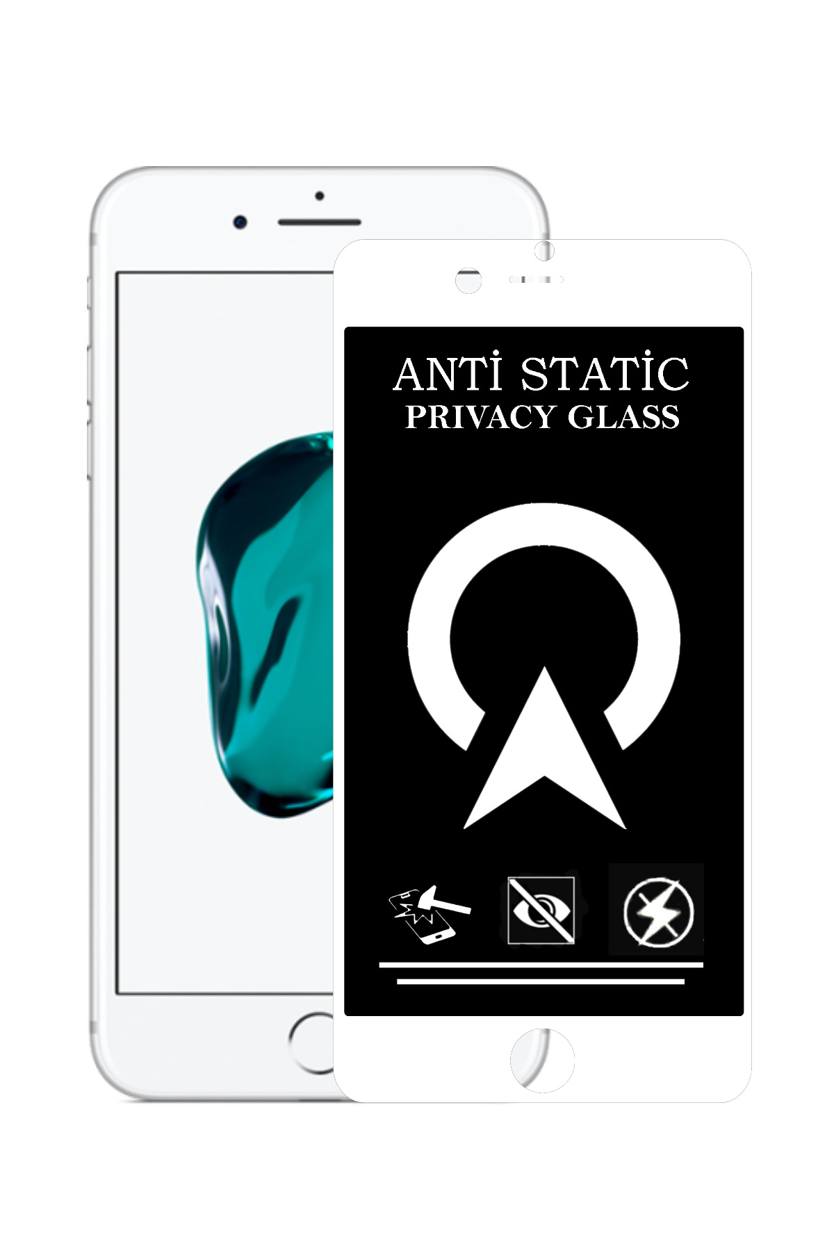 Apple iPhone 7 Plus Tam Kaplayan Anti Statik Görünmez Safir Ekran Koruyucu Hayalet Cam - Beyaz