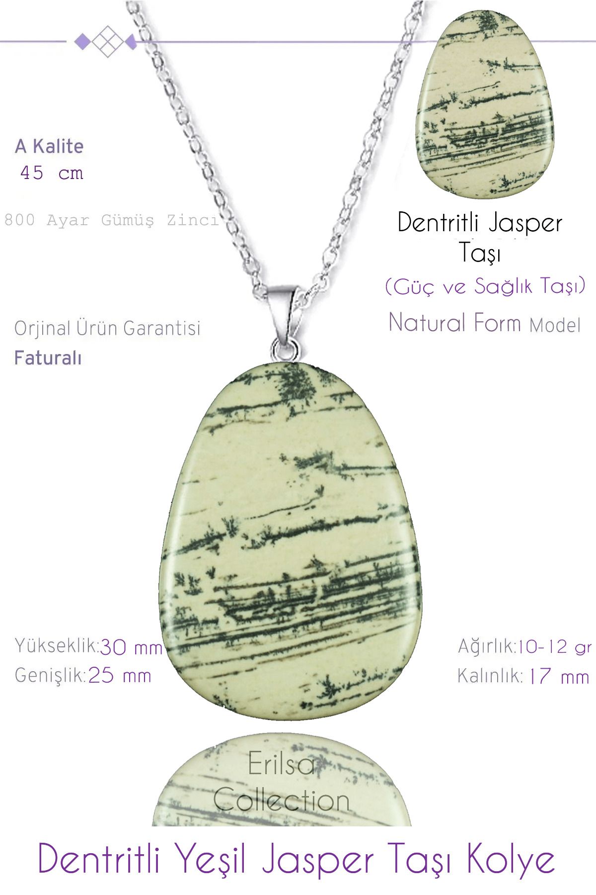 Tesbih At lyesi Certified Timbil Model Dendritic Green Jasper Stone Necklace