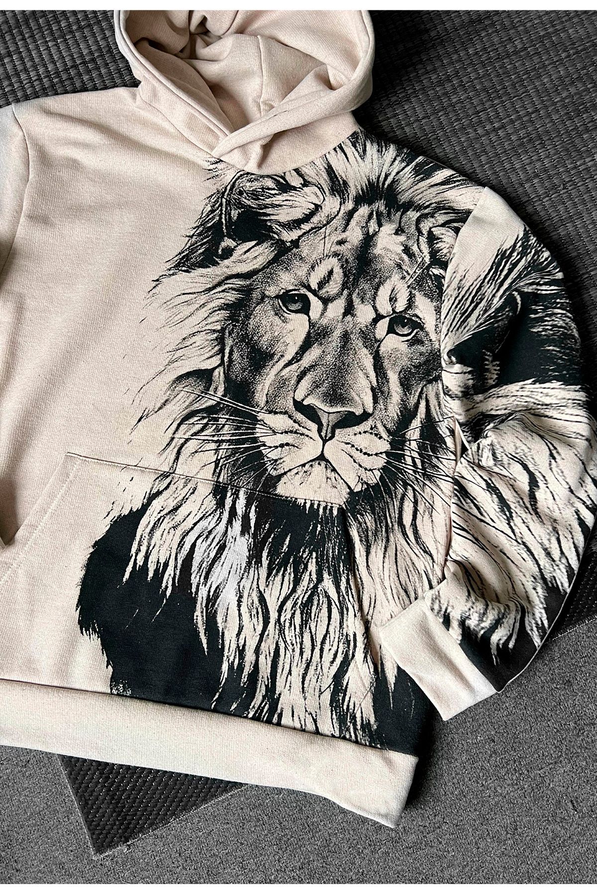 Lion print hoodie online