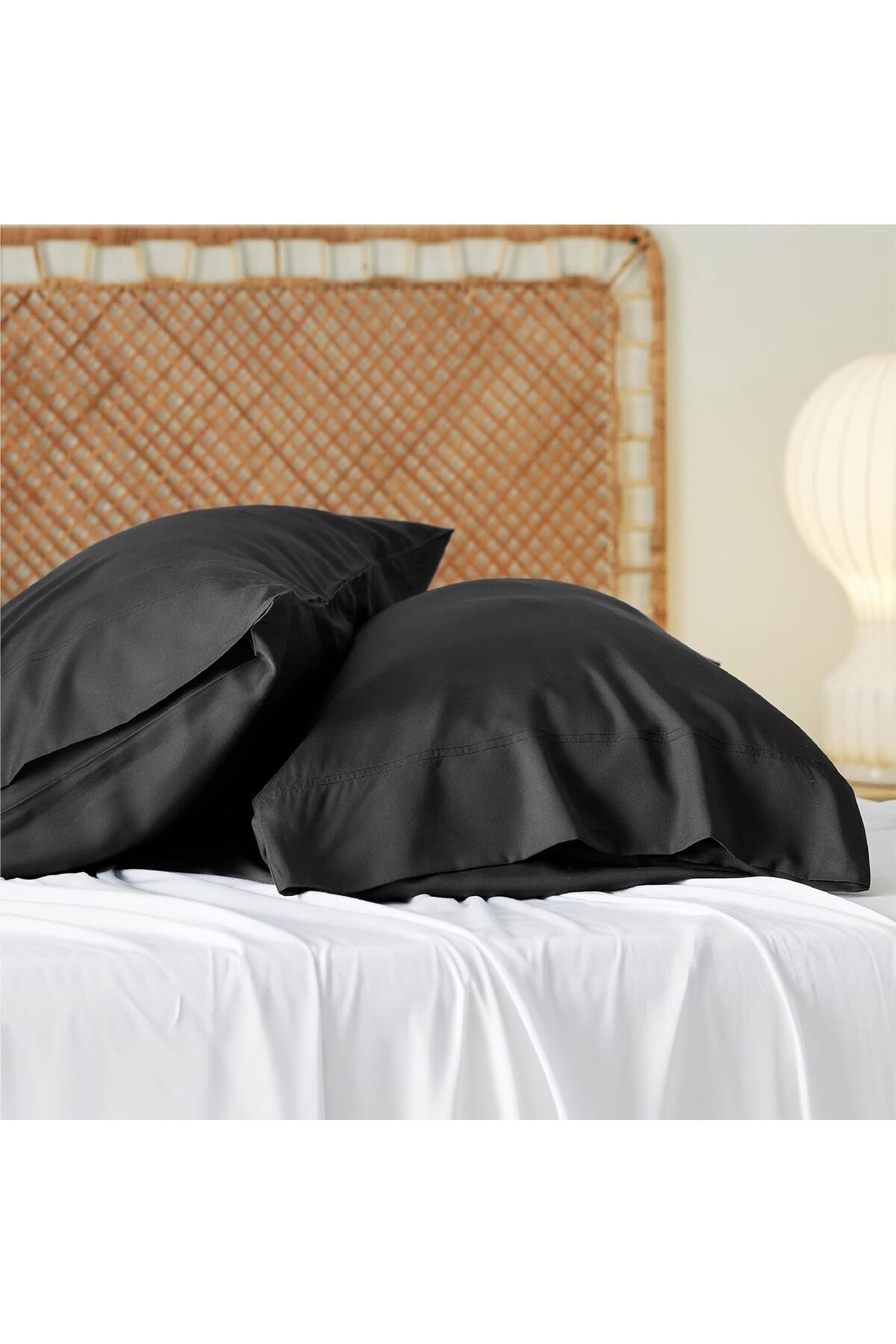 Premium Black Covered Pillowcase Set 2 Pieces 50x70 Ranforce Fabric
