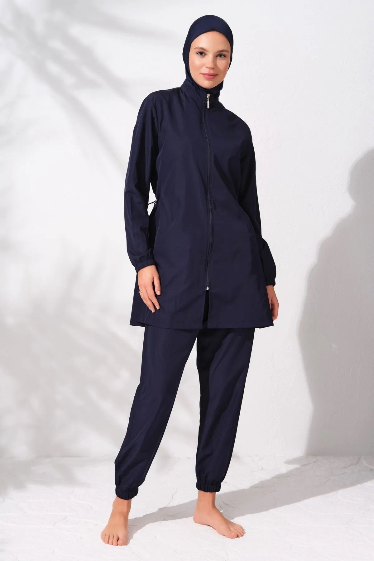 Pierre Cardin پارچه چتر نجات زیپ دار خشک کردن سریع Hijab Swimsuit 231915