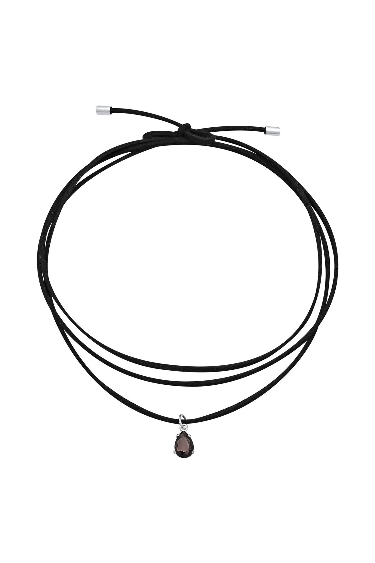 ELLI-Halskette Kunstleder Halsband Zirkonia Tropfen Anhänger 925 Silber 3