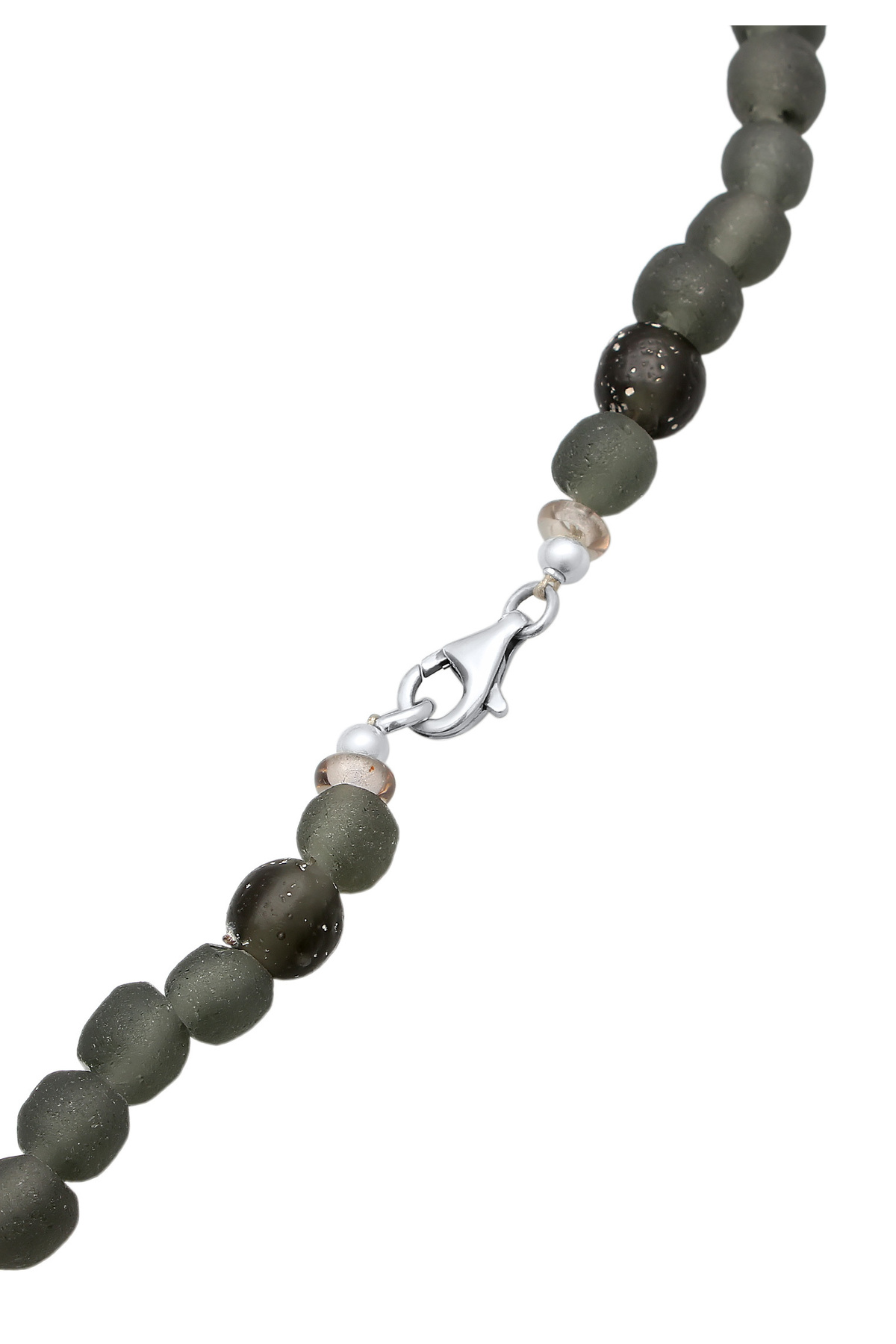 KUZZOI Halskette Recycelte Glas - Olivenperlen Silber Perlen Trendyol 925