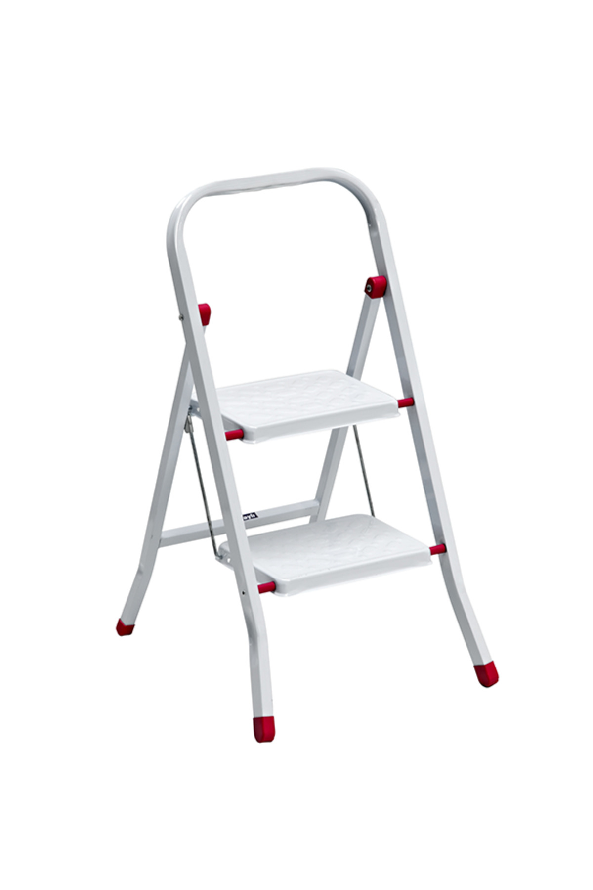 Saraylı Pratik Metal Merdiven Beyaz 2 Basamaklı Güvenli Kilit Sistemi Kaymaz Basamaklar (1632)