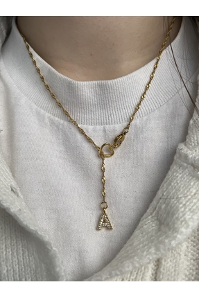 Alya Jewelry Çelik Kişiselleştirilebilir Harf Zirkon Kalp Kolye