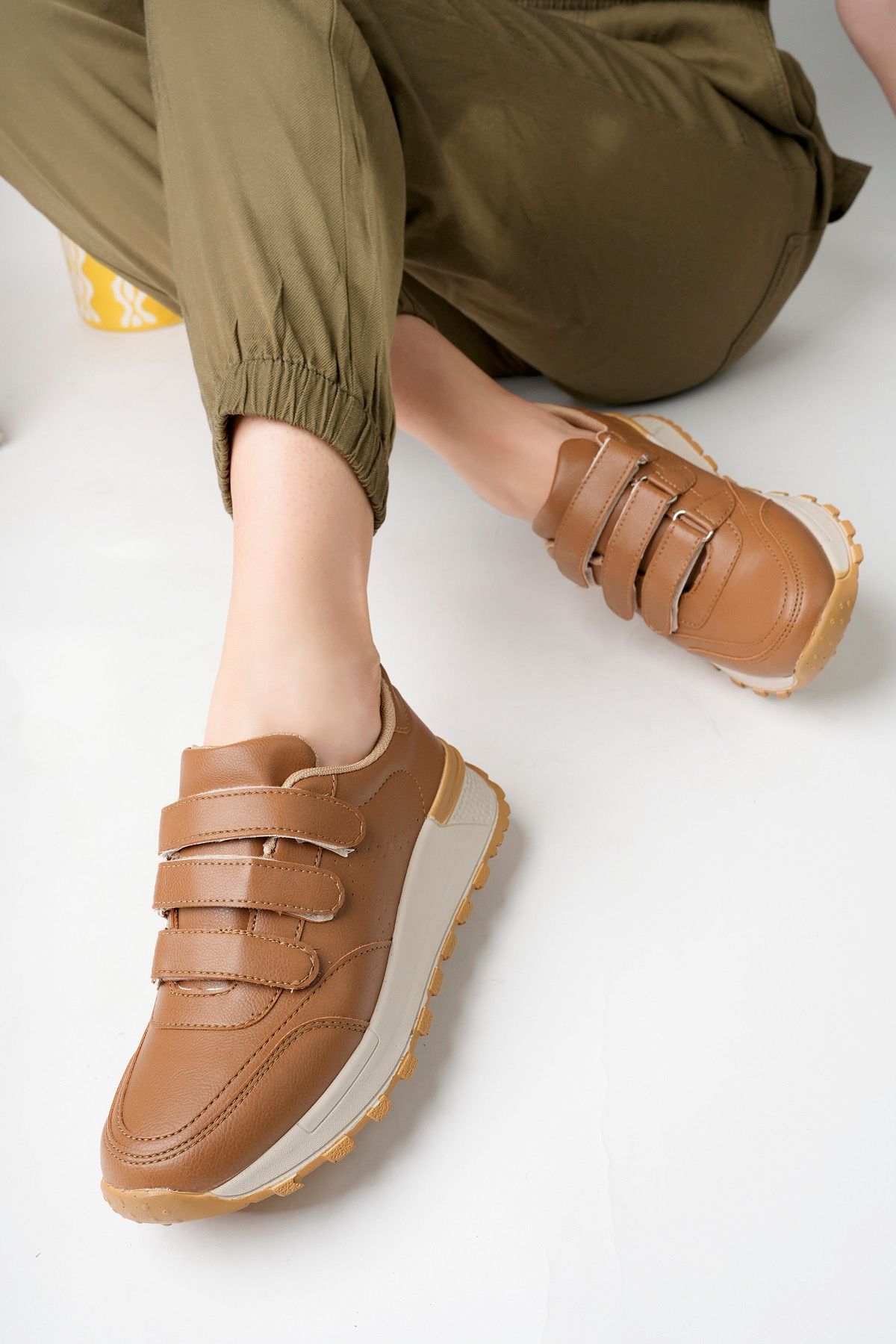 Tan velcro shoes new arrivals