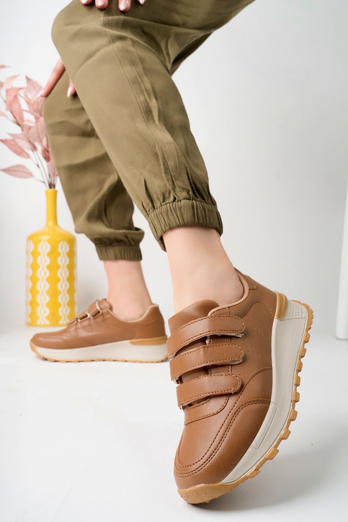 Tan velcro best sale shoes