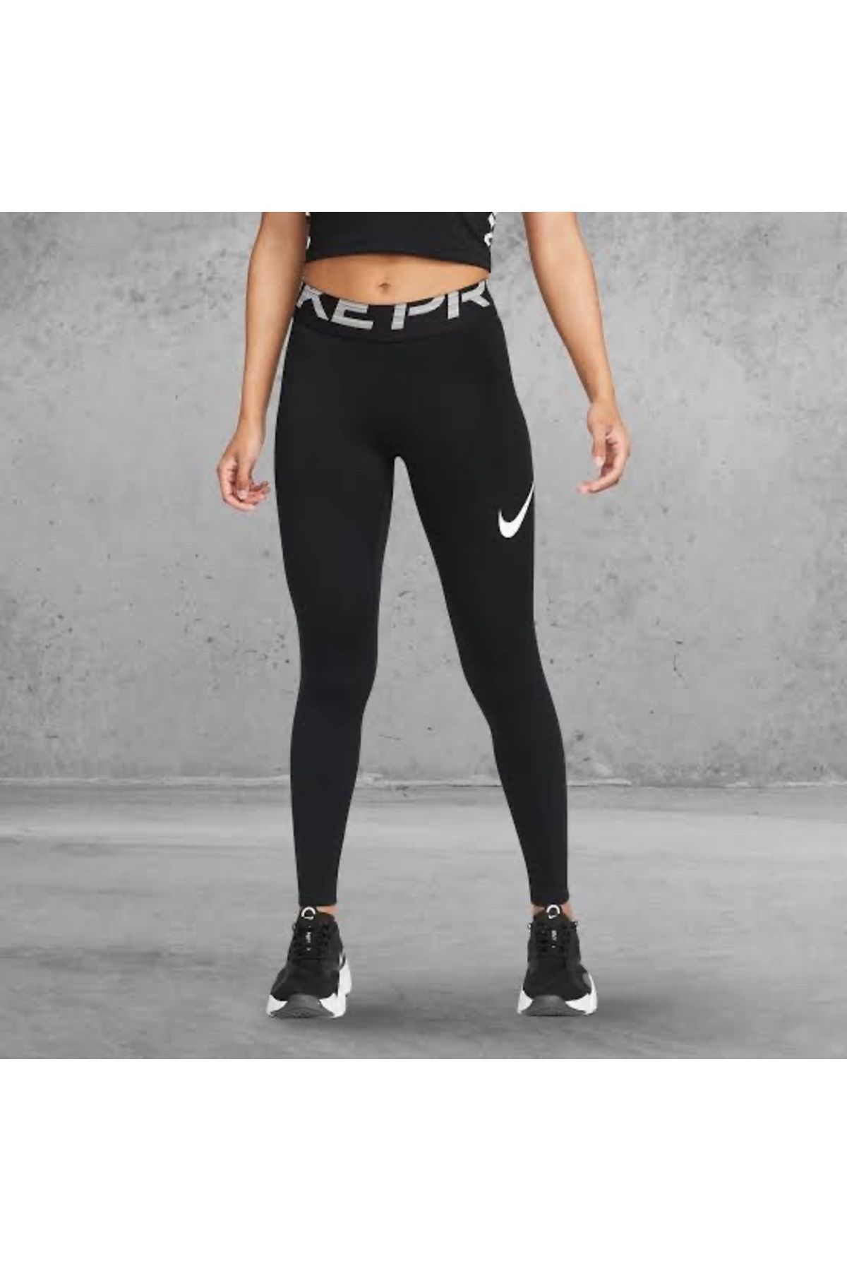 Nike Air High Waisted 7/8 Graphic Black Women's Tights - Trendyol