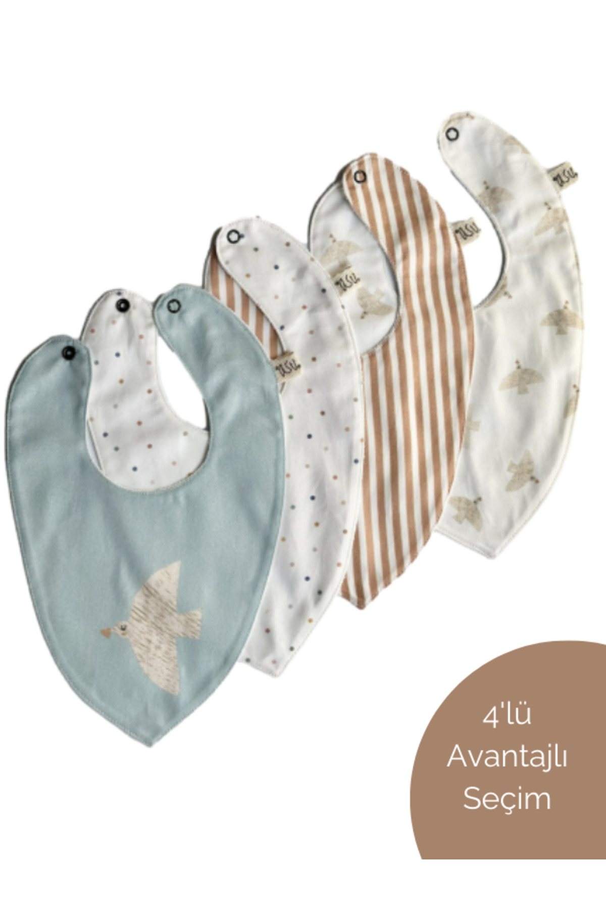 Asu Baby&Kids Freebird Mix&Match 4'lü Organik Pamuk Önlük Cream fotoğrafı 2 (önizleme)