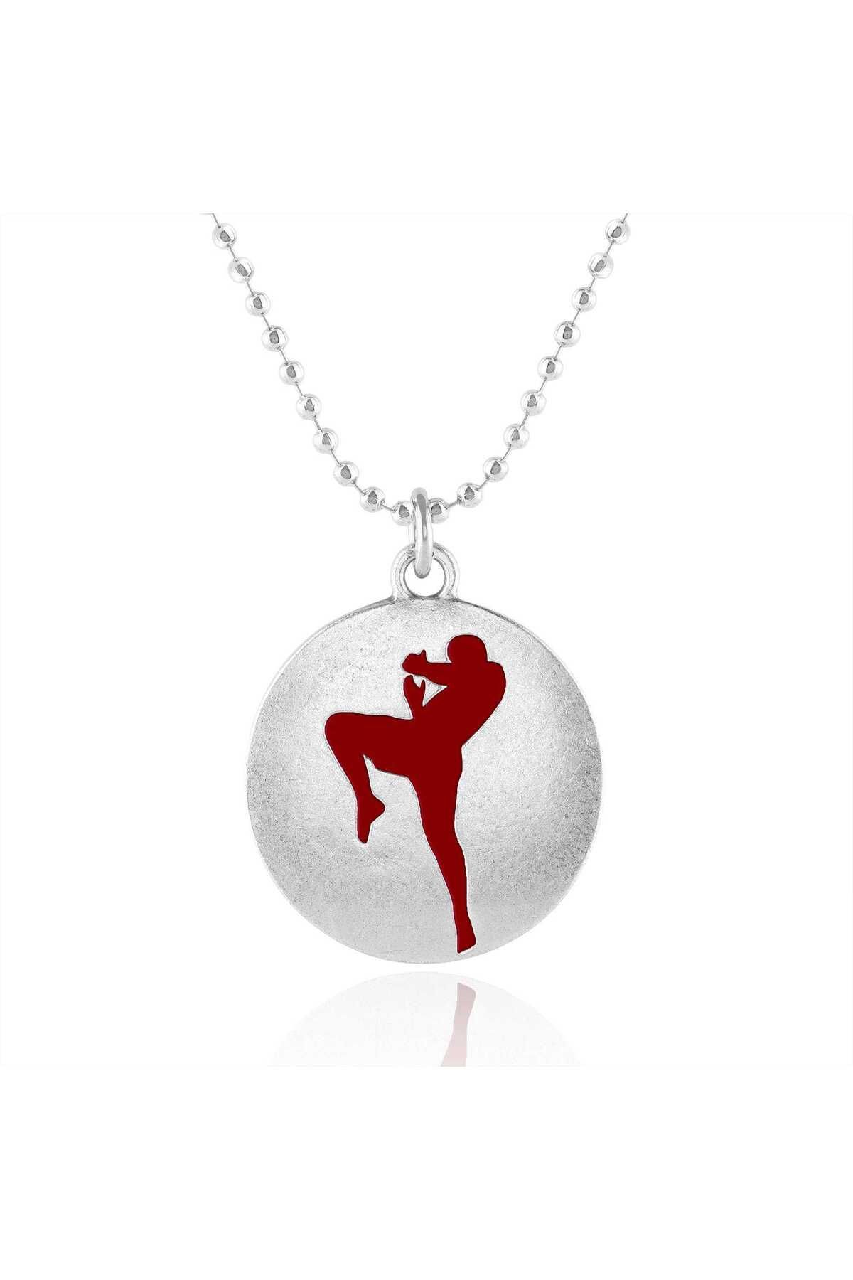Apptak Kickboxing Red Enamel Athlete Necklace Caz0324