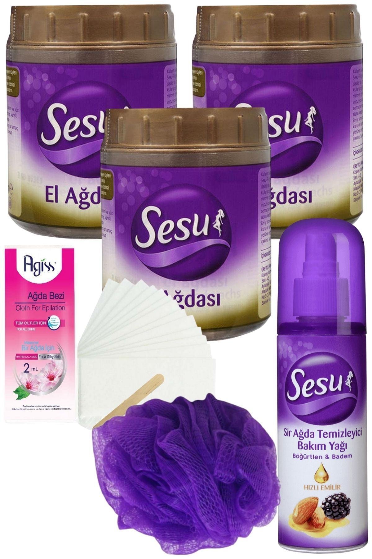 Sesu Klasik El Ağdası 250 Gr X 3'lü Set + Yağ + 2mt Bez + Lif — İakavanozset-45