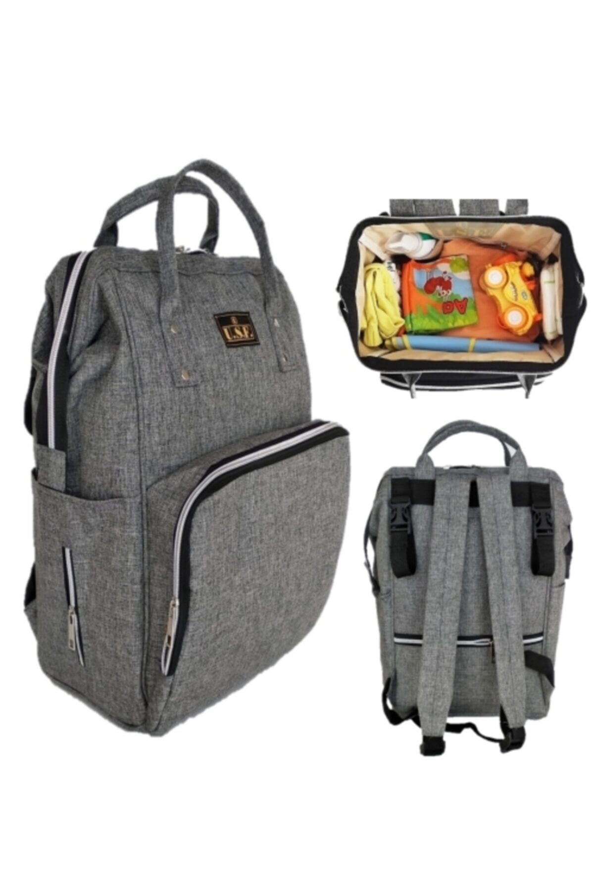 USF Anne Bebek Bakım Çantası Portbebe Ana Kucağı Puset Bebek Taşıma - Gri - Gri fotoğrafı 2 (önizleme)