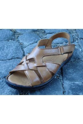 Kadın Açık Kahverengi Hakikli Deri Sandalet 2021-XBANT