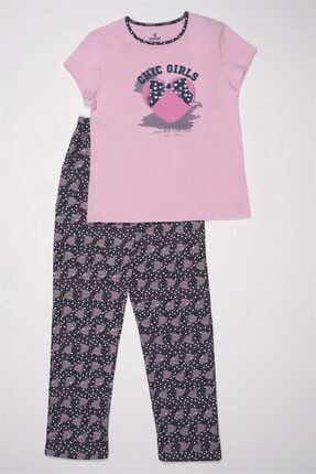Kız Çocuk Kurdela Detaylı Pijama Takımı 9289 Pembe 9289-248