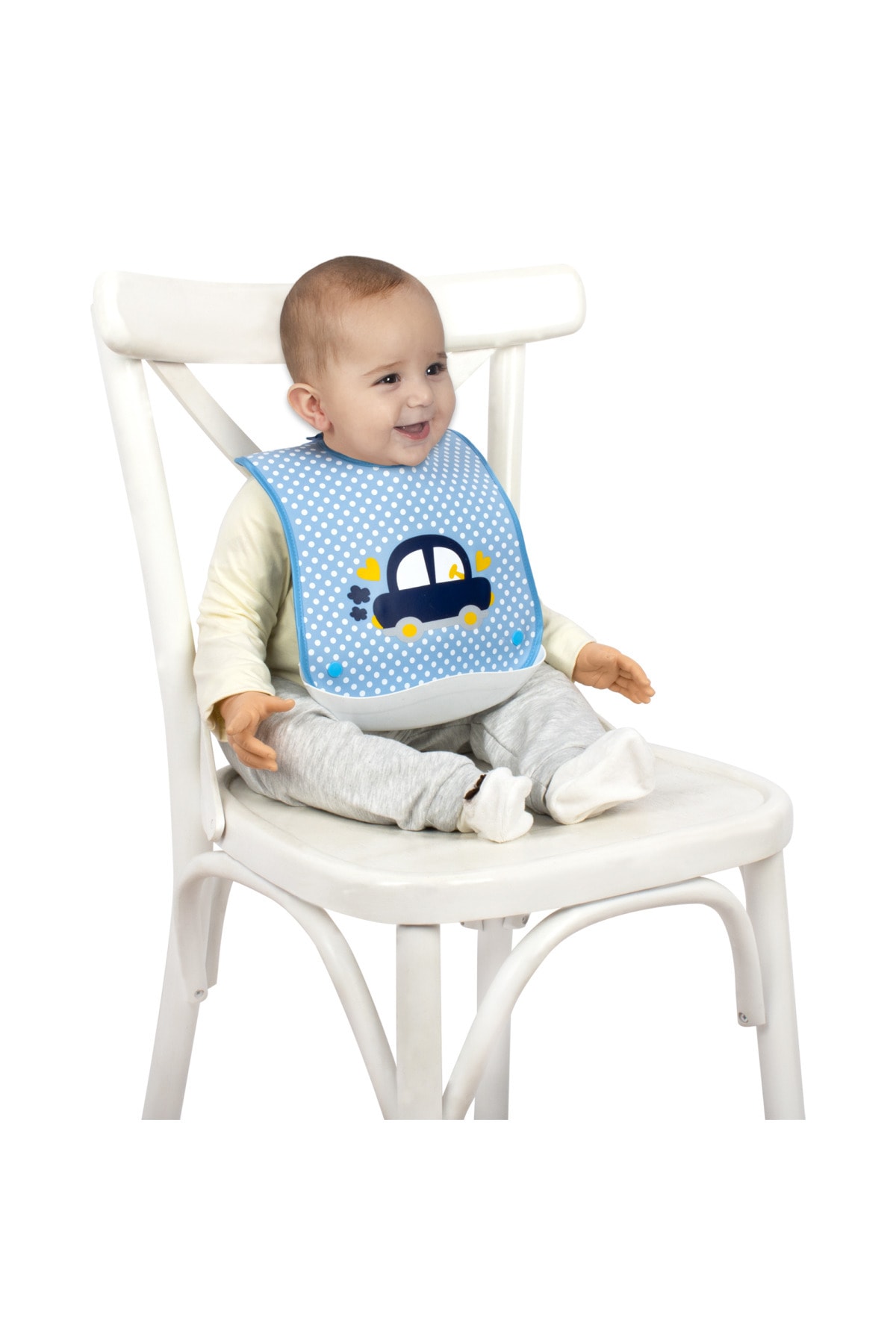 Sevi Bebe Araba Desenli Plastik Cepli Önlük fotoğrafı 3 (önizleme)