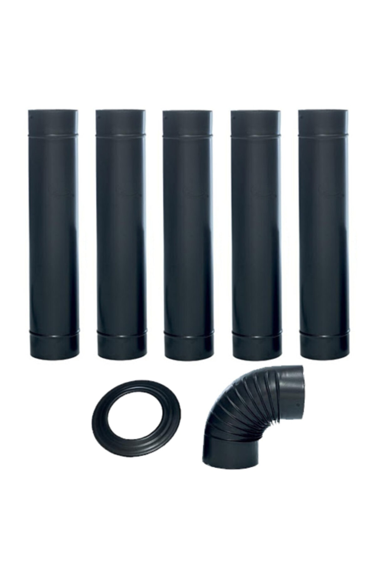 Sabah Mat Siyah Emaye Soba (13 Cm Ø ) Borusu 6 Lı Set