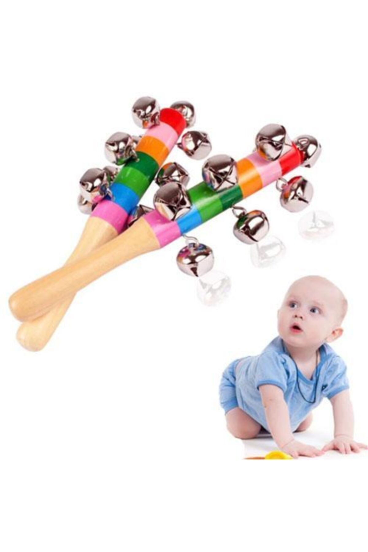 UygunOnline Bebek Eğitici Çubuk Çan Bebek Zilli Marakas Ahşap Oyuncak Müzik Aleti Tekli 1 Adet fotoğrafı 3 (önizleme)
