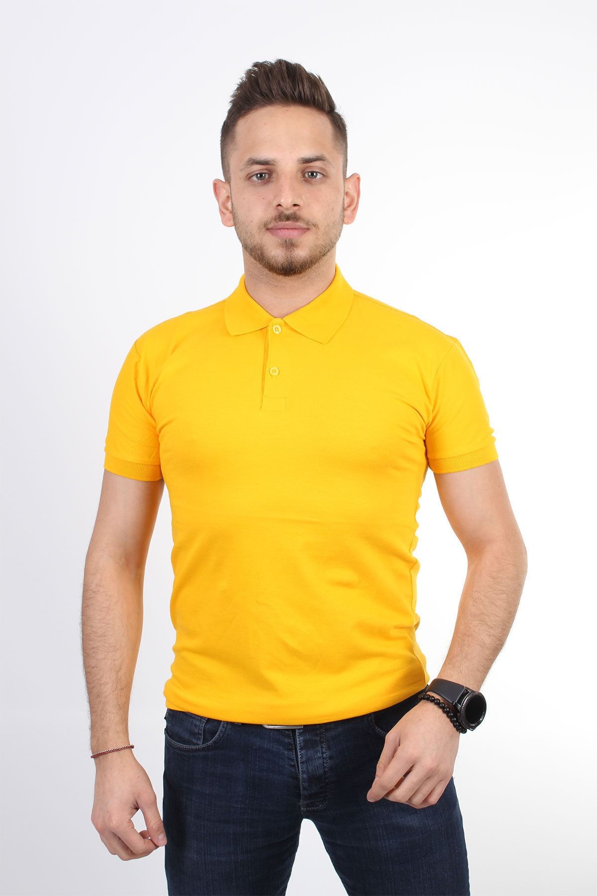 TREND YA AR Men s Gold Color Polo Neck T shirt