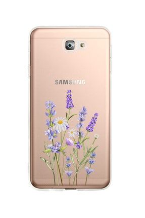 Samsung J7 Prime Uyumlu Lavender Desenli Premium Şeffaf Silikon Kılıf SAMJ7PRSLVNDR