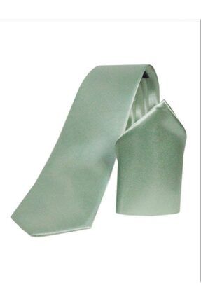 Erkek Su Yeşili Slim Fit Mendilli Kravat kravat12