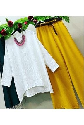 Kadın Sarı Ayrobin Tunik Pantolon Takım FİX-15