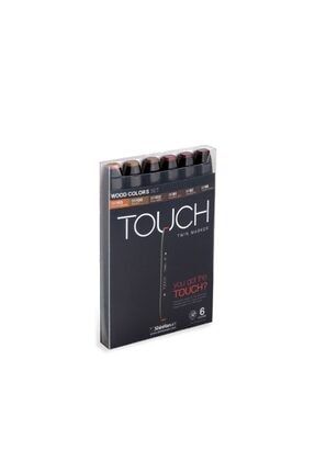 Touch Twin Marker Çift Uçlu Markör Kalem Seti 6 Renk Ahşap Renkleri SS-SH1100610