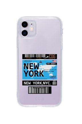 Iphone 11 Uyumlu New York Desenli Premium Şeffaf Silikon Kılıf IPH11SNWYRK