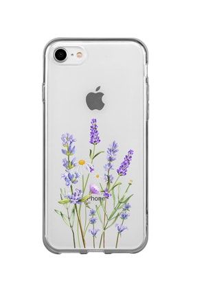 Iphone 7 Uyumlu Lavender Desenli Premium Şeffaf Silikon Kılıf IPH7SLVNDR