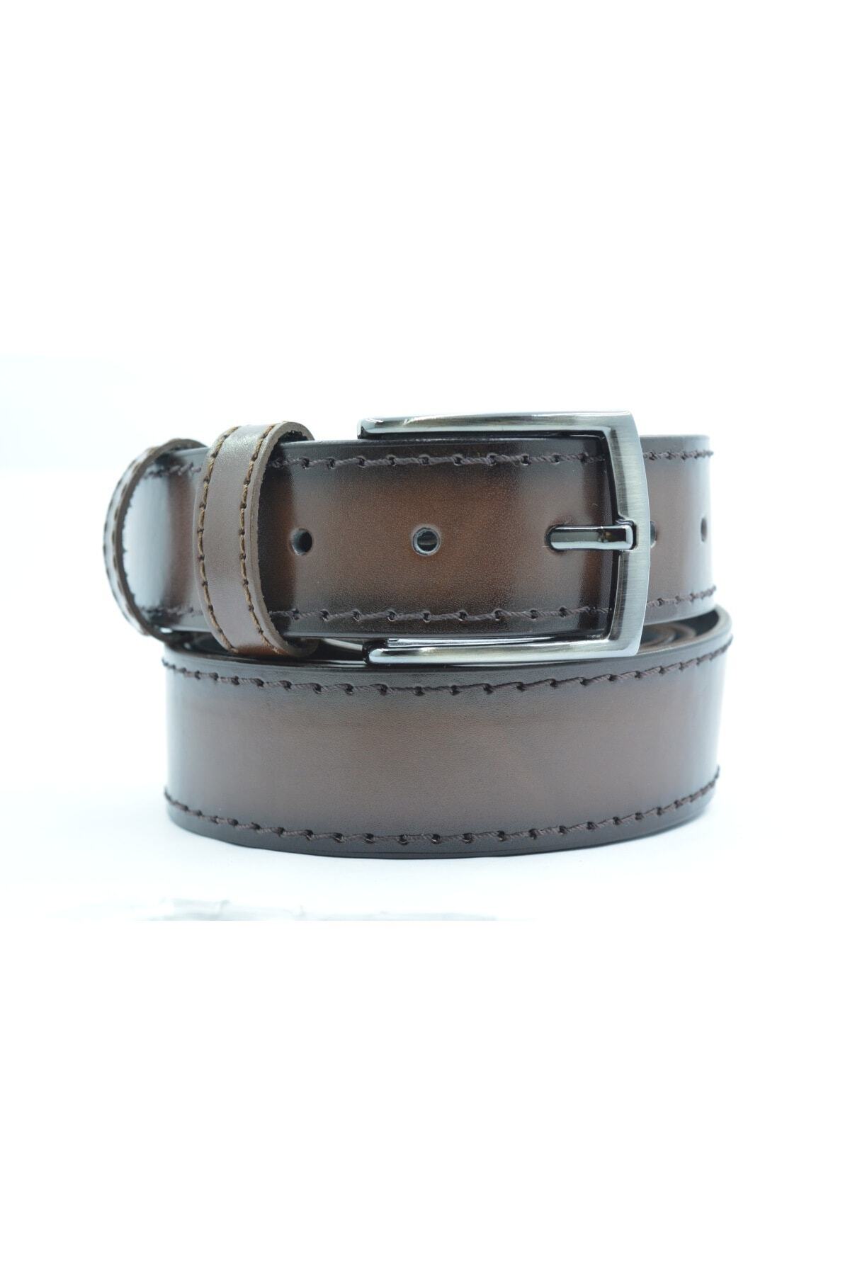 Trend Deri Td Man Erkek Spor Kahverengi Battal Boy Kemer 4 Cm