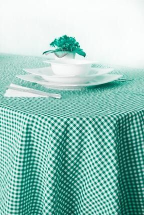 Yeşil Küçük Kare Desen Pötikareli Piknik Masa Örtüsü 140x140 cm