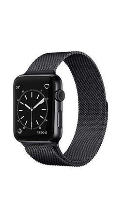 Apple Watch 2 3 4 5 6 Se 38 Mm 40 Mm Hasır Örgü Metal Milano Kordon Kayış Siyah BilişimHasırMt38mm