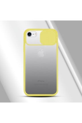 Iphone 6 / 6s Uyumlu Kamera Lens Korumalı Sürgülü Sarı Silikon Kılıf SLD-IPH6G