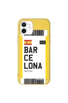 Iphone 12 Mini Uyumlu Sarı Renkli Silikon Barcelona Bileti Telefon Kılıfı Trv001-iPhone-12-Mini