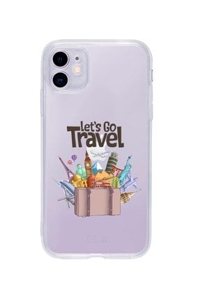 Iphone 11 Uyumlu Go Travel Desenli Premium Şeffaf Silikon Kılıf IPH11SLETGOTRV