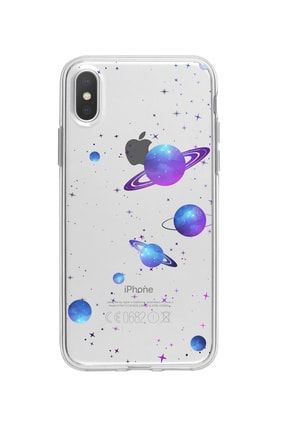 Iphone Xs Uyumlu Galaxy & Stars Desenli Premium Şeffaf Silikon Kılıf IPHXSSGZGN