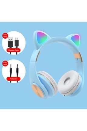 Kablosuz Bluetooth Kedi Kulaklık Stereo Yüksek Ses Akıllı Renkli Led p68m