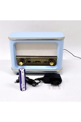 Ahşap Retro Nostaljik Radyo Mavi Istanbul Model Şarjlı Pil+Adaptörlü 61135