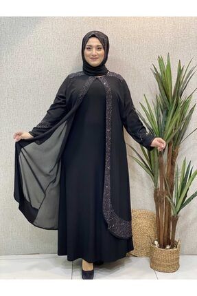 Kadın Siyah Şal Model Elbise ELB1070100