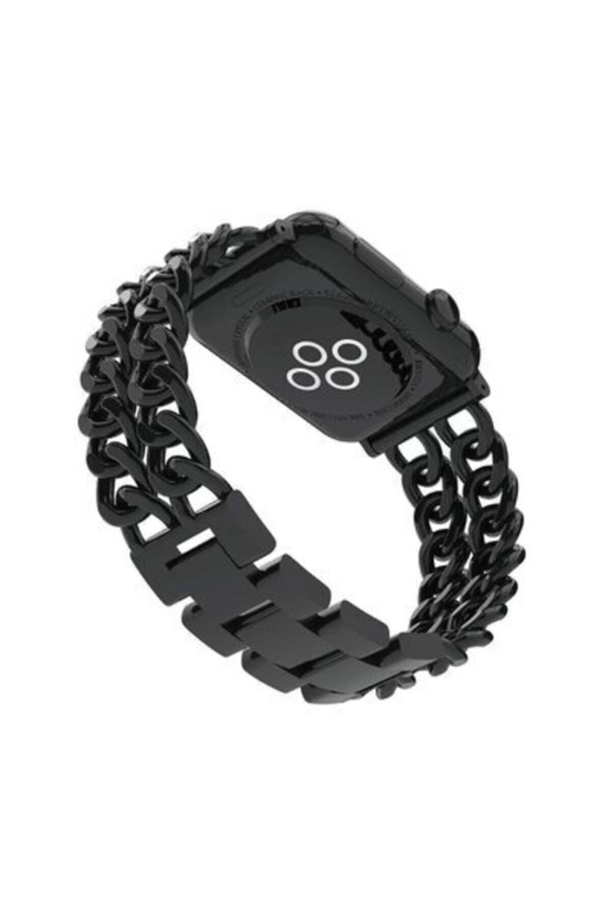 Apple Watch Uyumlu 40mm Zincir Halkalı Metal Kordon - Siyah