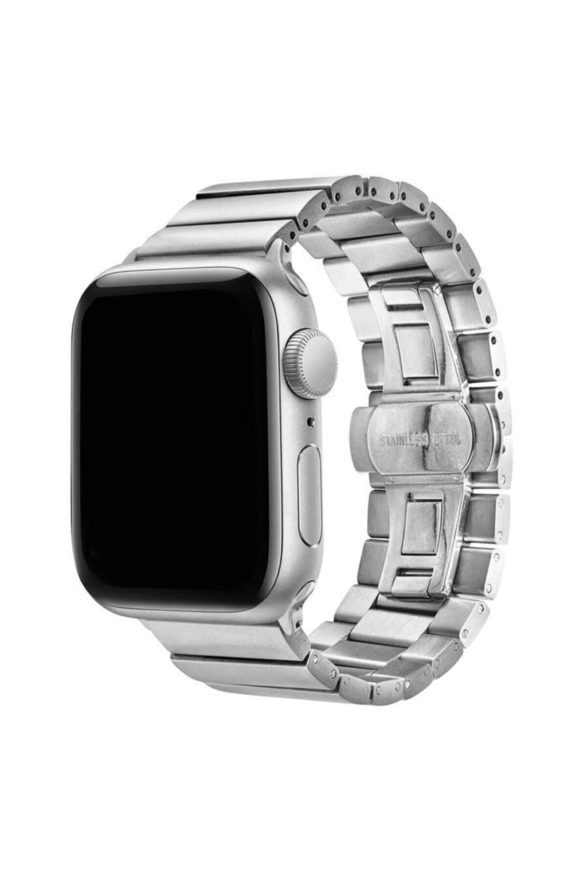 Apple Watch Uyumlu 42mm Metal Katlamalı Kordon - Gümüş