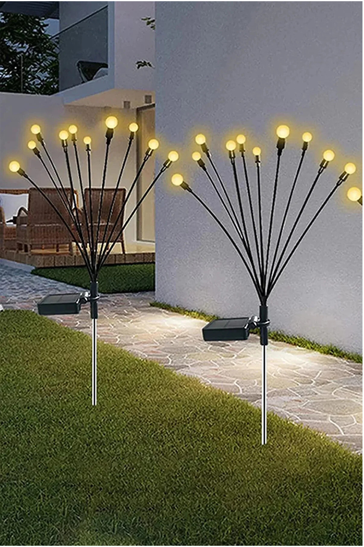 TeknoZar 6 Ledli Solar Bahçe Işıkları Dış Mekan Peyzaj 2 Modlu Bahçe Çiti Güneş Enerjili Süs Lamba