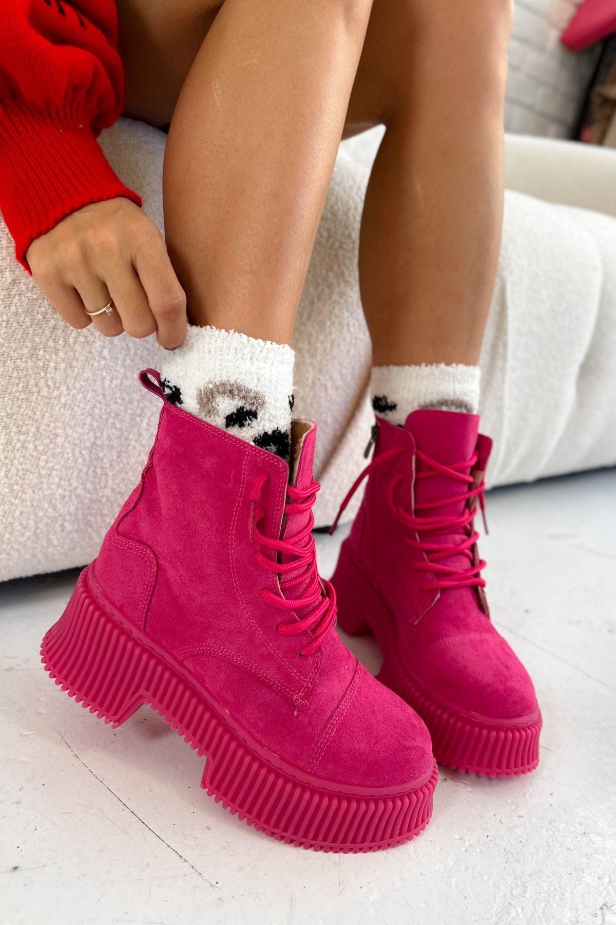 Shoebutik-Μπότες Lazy Fuchsia Suede 4