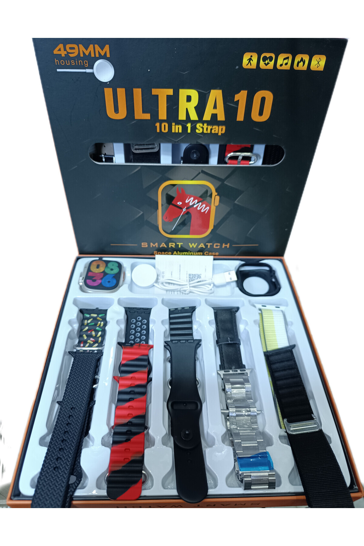 SmartWatch Akıllı saat 10 ultra 49MM 10 kordonlu saat kilifi hediyeli