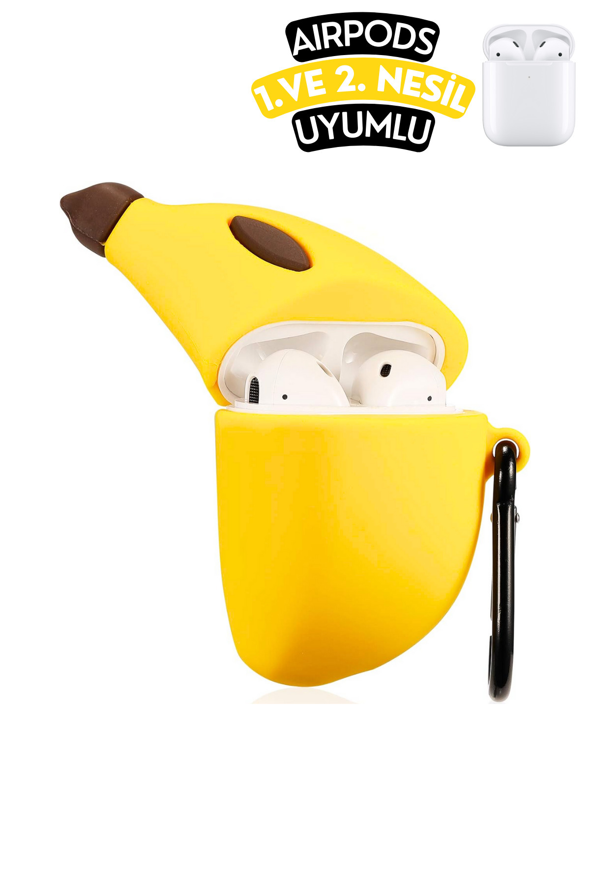 Cute Shock Absorbing and Protective Silicone Earphone Case with 1st and 2nd Generation Compatible Banana Figure