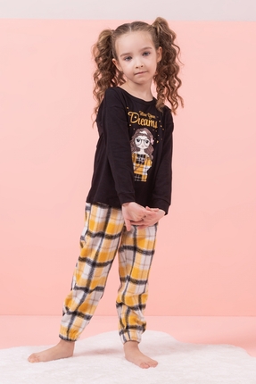 DMB KİDS Kare Desenli Kız Çocuk Pijama Takımı