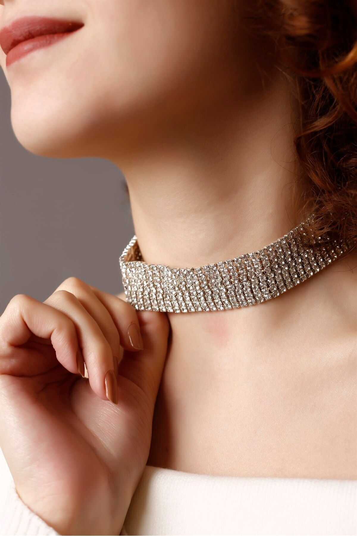 Silver stone hot sale choker necklace