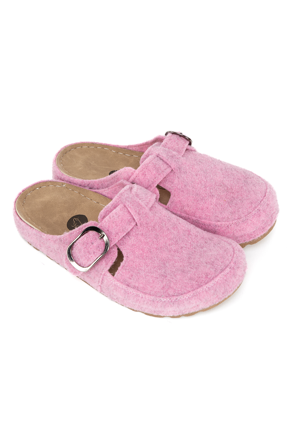 TERLİKSABO-Pink Felt 5 Point Anatomical Slippers 1