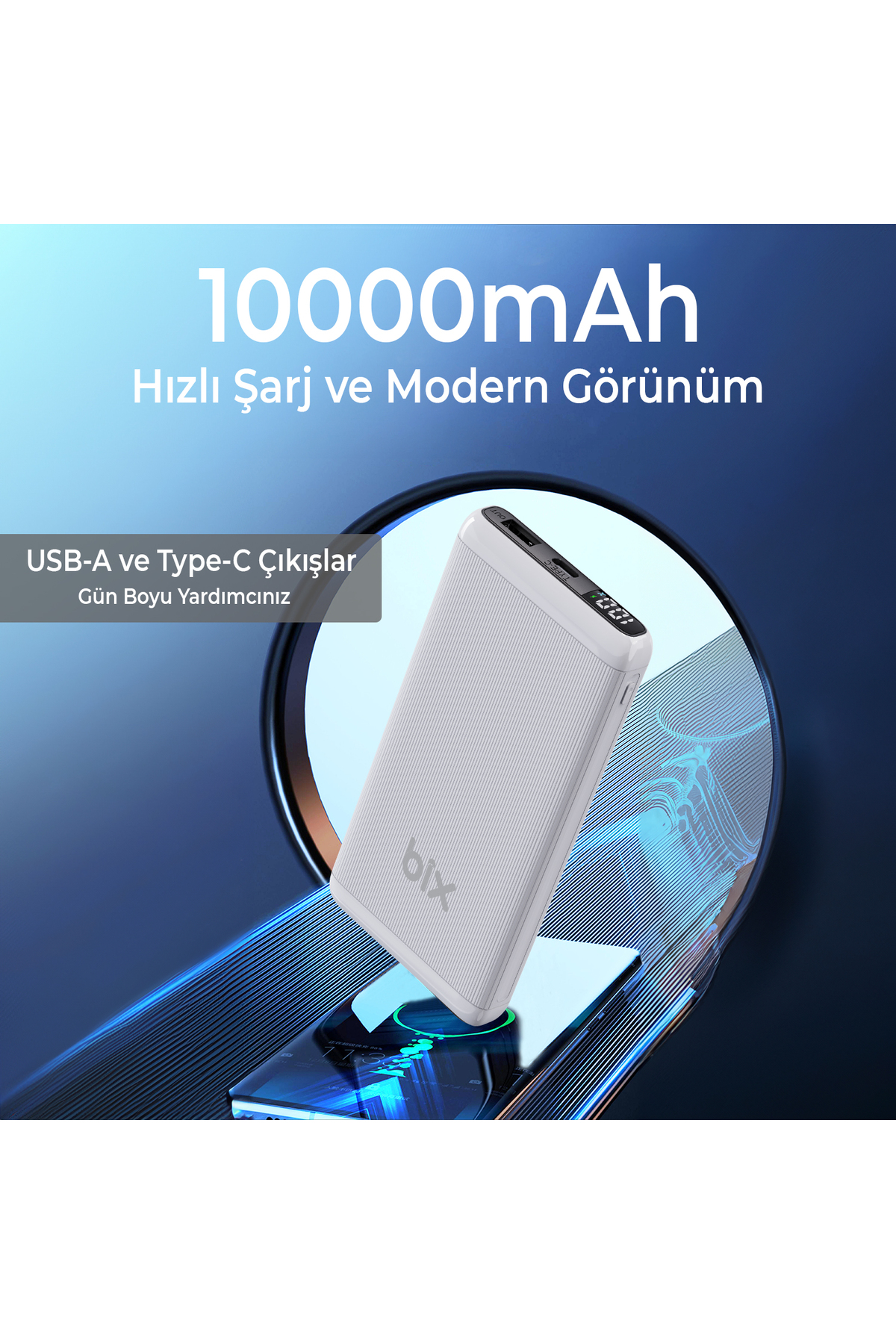 Bxpb107 10000mah 20w Pd Type-c Usb-a Scp 22.5w Qc 3.0 18w Çift Çıkışlı Led Ekranlı Powerbank Beyaz 4