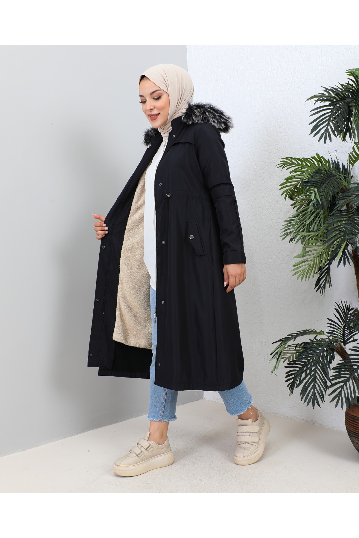 KMKkombin KMKKOMBİN KADIN BONDİT KUMAŞ KOL ÇITÇITLI DİZ ALTI MONT İÇİ KÜRKLÜ BATTAL BEDEN