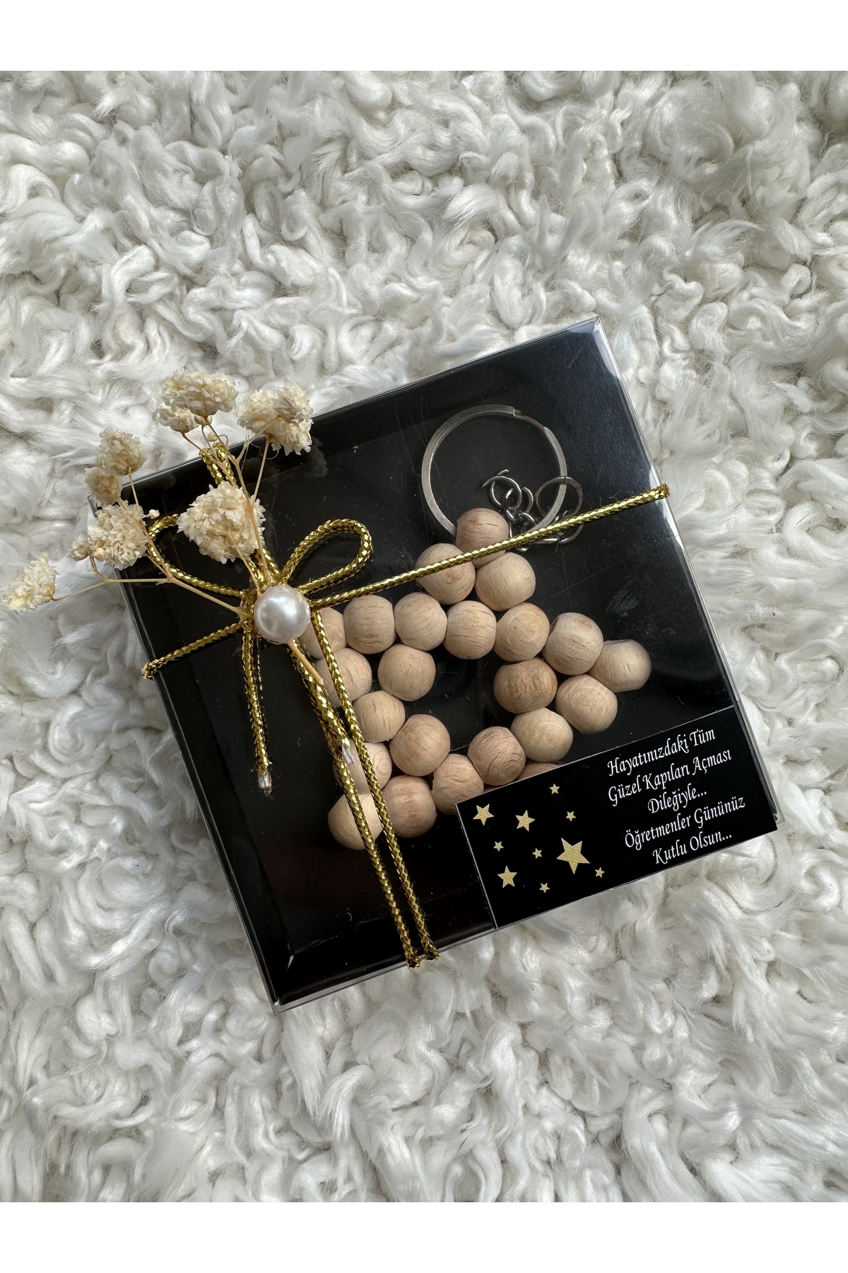 NeşeliAtölyem Hediye Inci Anahtarlık Siyah Kutulu Özel Günhediyesi